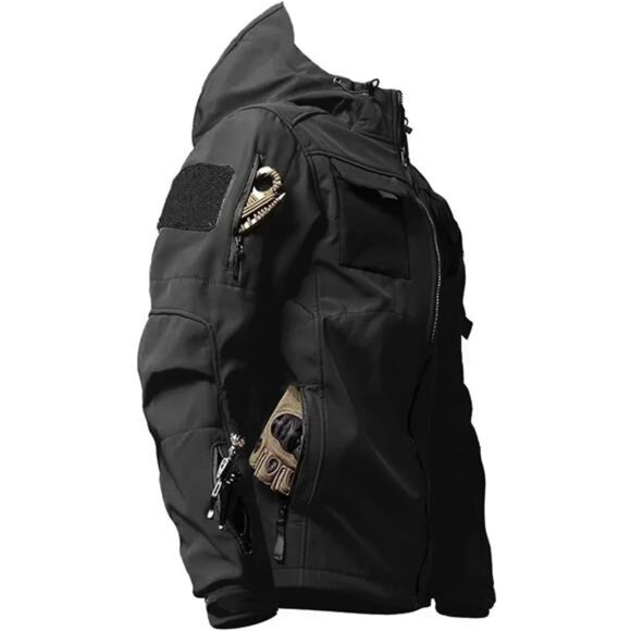 Mens Tactical Jacket Softshell Water Resistant Lightweight Hooded Windbreaker Co - Picture 1 of 6